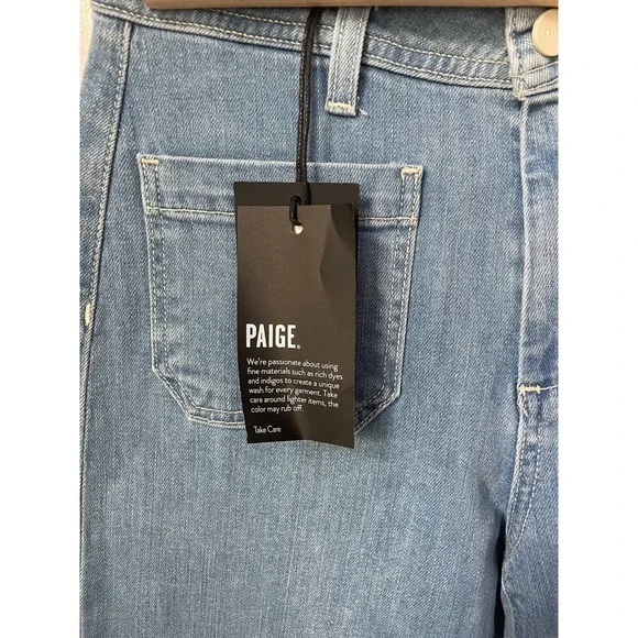 PAIGE Light Wash Straight Leg Cropped Jeans - Picture 5 of 10